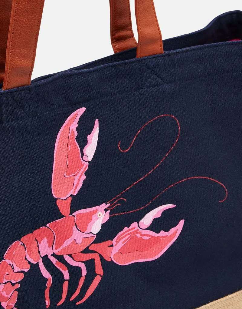 Joules Jute and Canvas Printed Shopper Bag-2